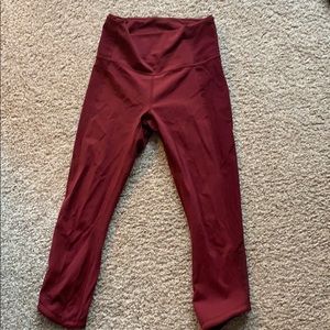 Maroon Lululemon Cropped Leggings
